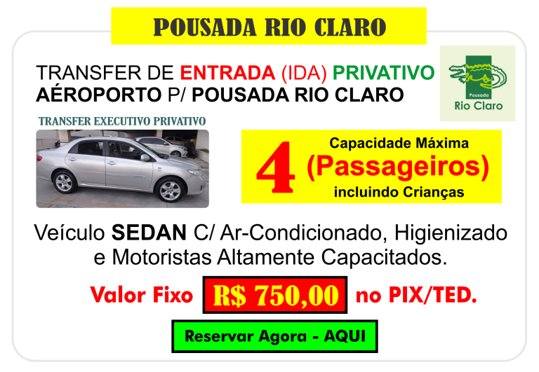 TRANSFER DE ENTRADA POUSADA RIO CLARO POCONE PANTANAL NORTE