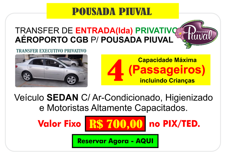TRANSFER DE ENTRADA POUSADA PIUVAL POCONE PANTANAL NORTE