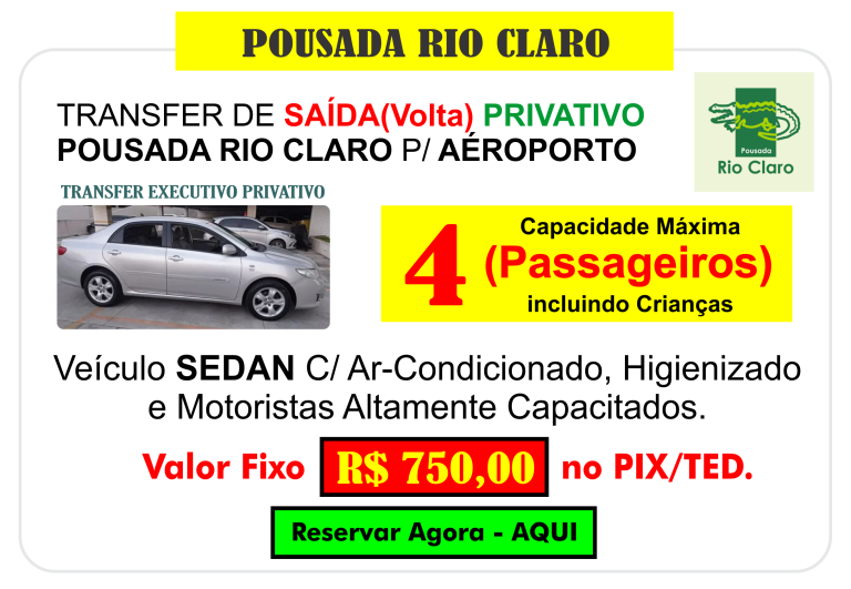 TRANSFER DE SAIDA POUSADA RIO CLARO POCONE PANTANAL NORTE